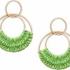 SELFWIMG Selfwimg Raffia Hoop Earrings For Women Girls Fun Boho Summer Beach Earrings Lightweight Handmade Straw Wicker Rattan Dangle Earrings Statement Geometric Round Drop Earrings | Earrings