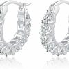 GIRIOIZ Girioiz Sterling Silver High-Carbon Diamond Hoop Earrings, Hypoallergenic Diamond Huggies Earrings For Women Girls | Earrings