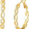 Senteria Senteria 925 Sterling Silver Earrings Hoops For Women Lightweight Twisted Hoop Earrings With Cubic Zirconia Hypoallergenic Hoops Earrings For Girls (20/30/40/50/60Mm) | Earrings