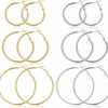 sroyte Sroyte 6 Pairs Hoop Earrings For Women, Stainless Steel Hoop Earring For Girls, Lightweight Hypoallergenic Dainty Silver Gold Hoops Earrings Set | Earrings