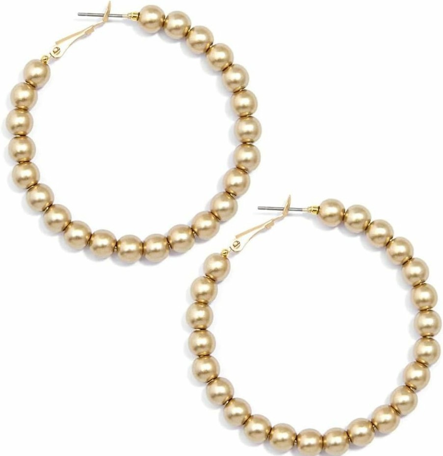 ZENZII Zenzii 18K Gold Beaded Hoop Earrings Bohemian Circle Round Bead Earrings Chic Dangle Earrings For Women And Girls | Earrings