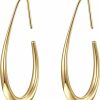 gelanmeng Lightweight Teardrop Hoop Earrings For Women - 14K Gold/White Gold Plated Large Oval Pull Through Hoop Earrings High Polished Statement Jewelry Gift For Women Teen Girls | Earrings