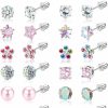 YADOCA Yadoca 14 Pairs Hypoallergenic Screw Back Earrings For Girls Women Surgical Steel Tiny Cz Pearl Ball Heart Flower Screwback Earrings Studs Set Multicolored Pink | Earrings