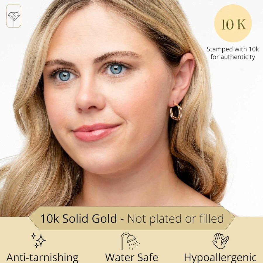 MAX + STONE 10K Two-Tone Gold Hoops In White & Yellow Gold | Hypoallergenic & Real Gold Hoops By Max + Stone | Earrings