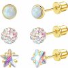 Staligue Staligue 5 Pairs Titanium Earrings For Sensitive Ears Hypoallergenic Screw Back Earrings For Girls Women Opal Pearl Heart Star Cz 20G Pure Titanium Screw On Earrings | Earrings