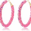 COLORFUL BLING Bohemian Shiny Glitter Sequins Hoop Earrings Wrapped Gold Plated Circle Statement Rhinestone Dangle Drop Earrings For Women Girls Boho Jewelry | Earrings