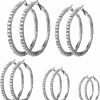 Kigeli 5 Pairs Large Crystal Hoop Earrings Set Big Shiny 3-7 Cm Round Party Earrings Lightweight Rhinestone Hoop Earrings For Women Jewelry | Earrings