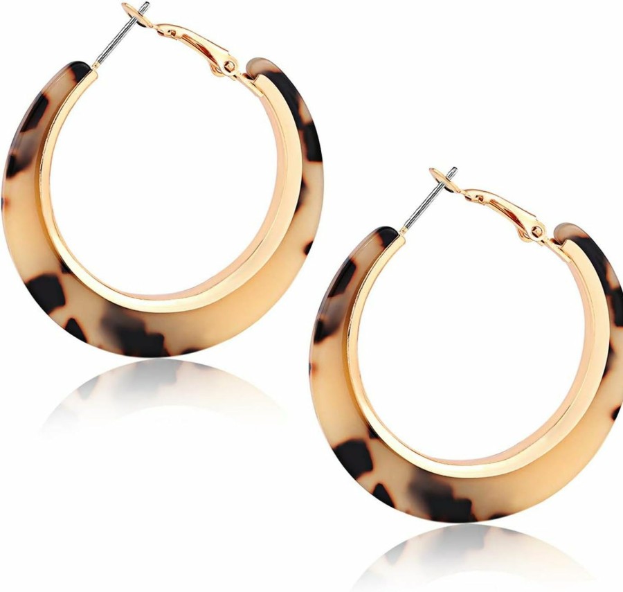 XOCARTIGE Xocartige Acrylic Hoop Earrings For Women Tortoise Resin Earrings Bohemia Statement Dangle Earring Studs For Girls | Earrings