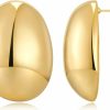 GREICHFAN Gold Silver Big Oval Dome Circle Square Ball Wide Hoop Earrings Geometry Statement Earrings For Women Girls | Earrings