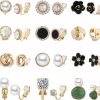 NEWITIN Newitin 12 Pairs Clip On Earrings For Women Cute Earrings Crystal Earrings Pearl Earrings Charming Fashion Earrings Non Piercing Clip On Earrings For Girls | Earrings