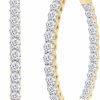 SAVEARTH DIAMONDS 3 Carat Lab Created Moissanite Inside Out Hoop Earrings For Women In 925 Sterling Silver (G-H Color, Vvs1 Clarity) Fine Jewelry For Women Girls, Mother'S Day Gift For Her | Earrings