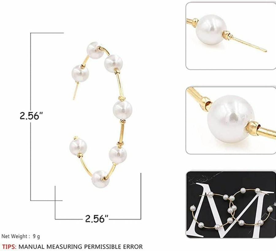 XMITHJLS Pearl Hoop Earrings For Women Fashion Hypoallergenic Girls Pearl Earrings Drop Dangle Earrings Jewelry Gifts | Earrings