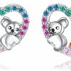 COMORE Hypoallergenic Sloth/Panda/Koala/Cat Stud Earrings For Girls Women 925 Sterling Silver Colorful Animal Heart Earring Studs For Sensitive Ears Sloth Jewelry Gifts. | Earrings