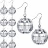 Hicarer Disco Silver Mirror Ball Earrings 60'S Or 70'S Dance Party Costume Accessories For Women And Girls | Earrings