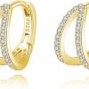 SLUYNZ Sluynz 925 Sterling Silver Chunky Hoop Earrings For Women Teen Girls Shiny Cz Hoop Earrings Huggie Studs | Earrings