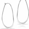 Hoops & Loops Hoops & Loops 925 Sterling Silver Oval Flat Thin Large 44Mm (1.73 In) High Polished Lightweight Click-Top Hoop Earrings For Women And Teen Girls | Earrings