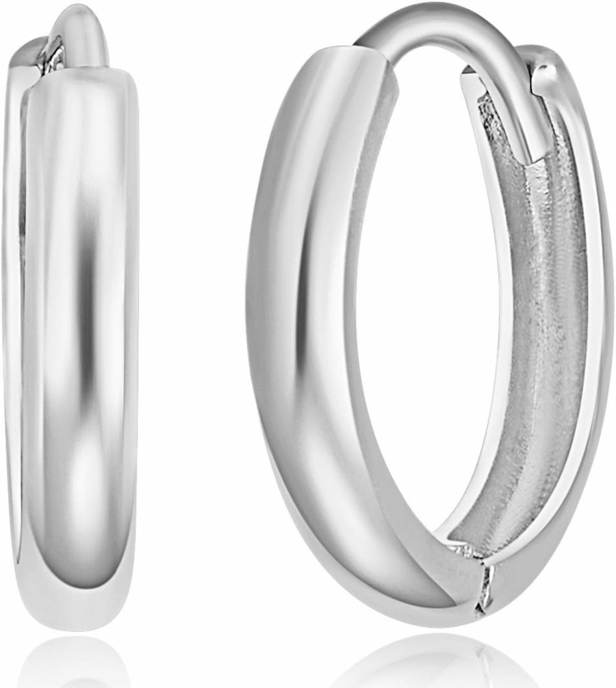 The World Jewelry Center 14K Real Yellow Or White Gold 2Mm Thickness Huggie Earrings (10 X 10 Mm) | Earrings