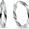 Lovve Sterling Silver Hoop Earrings, Twisted Round Design, High Polish Finish With Click-Top Closure, Tarnish And Nickel Free, Various Sizes | Earrings