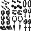 Faccubee Faccubee Punk Goth Black Cross Earrings For Men Women Lady Girl Boy Uni Stainless Steel Drop Dangle Piercing Hoop Screw Stud Earrings Set Spike Jewelry Kit Fashion Prom Christmas Halloween Party | Earrings