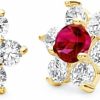 The World Jewelry Center 14K Yellow Gold Flower Stud Earrings With Screw Back - 12 Different Color Available | Earrings