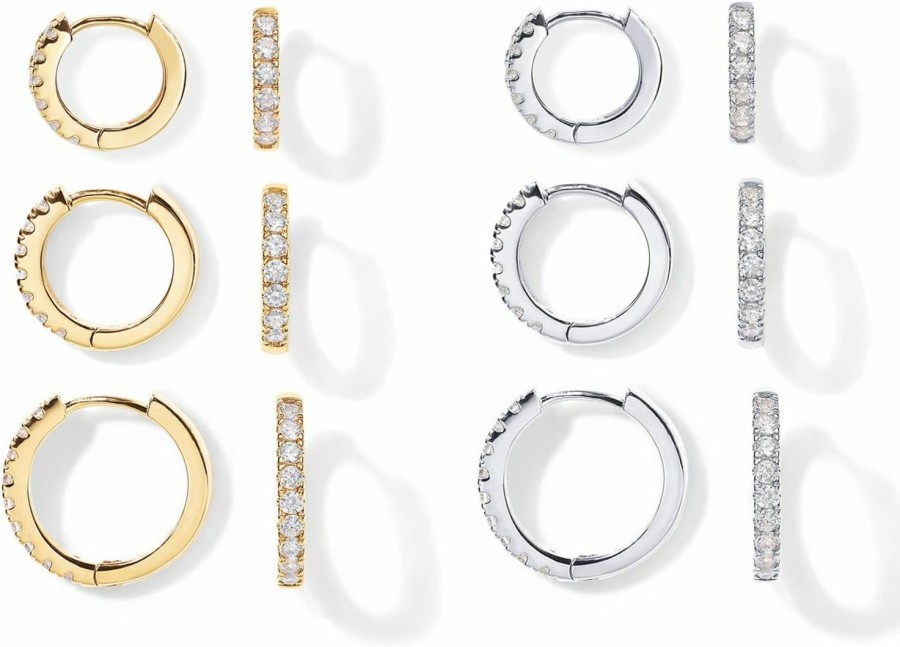 PAVOI Pavoi 18K Gold Plated 925 Sterling Silver Post, 3 Pairs Small Gold Hoop Earrings Set | Mini Cartilage Helix Huggie Hoop Pack For Women Men 8Mm 10Mm 12Mm | Earrings