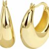 PICKBEAU Pickbeau 18K Two-Tone Gold Silver Curve Earrings For Women | Light Weight Italian Design Click Top Pearl Dainty Huggie Hoop Earrings For Women Girls | Earrings