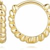 MOMELF 14K Gold Hoop Earrings Twisted Huggie Earrings For Women Mini Hoop Earrings 14Mm | Earrings