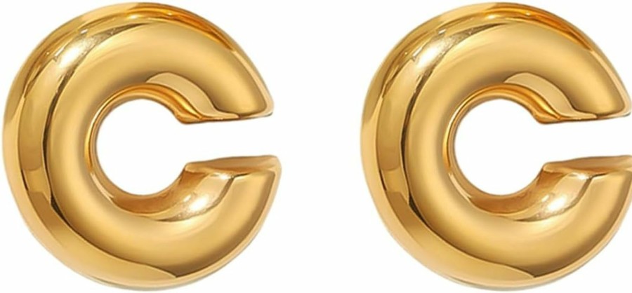 CSIYANJRY99 Chunky Gold Ear Cuff Earrings For Women Non Piercing,18K Gold Oversize Large Round Huggie Clip On Cartilage Wrap Cuff Earrings One Pack | Earrings