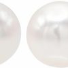 R Rachel Koen Rachel Koen Water White Pearl Stud Ball Earrings Back Button Shape With 14K Yellow Gold For Womens Girls Or Everyone | Earrings