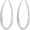 Senteria Senteria Sterling Silver Hoop Earrings For Women Silver Oval Hoop Earrings Hypoallergenic Medium Silver Hoops Earrings Lightweight Thick Twist Silver Hoop Earrings | Earrings