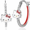 SALLY ROSE Sanrio Hello Kitty Womens Hoop Earrings - Cubic Zirconia And Enamel Plated Hello Kitty Earrings Officially Licensed | Earrings