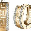 WSKFLY Wskfly 14K Gold Plated Cubic Zirconia Hoop Earrings,Three Row Diamon | Arrows | Double Row Of Diamonds Huggie Earrings For Women | Earrings