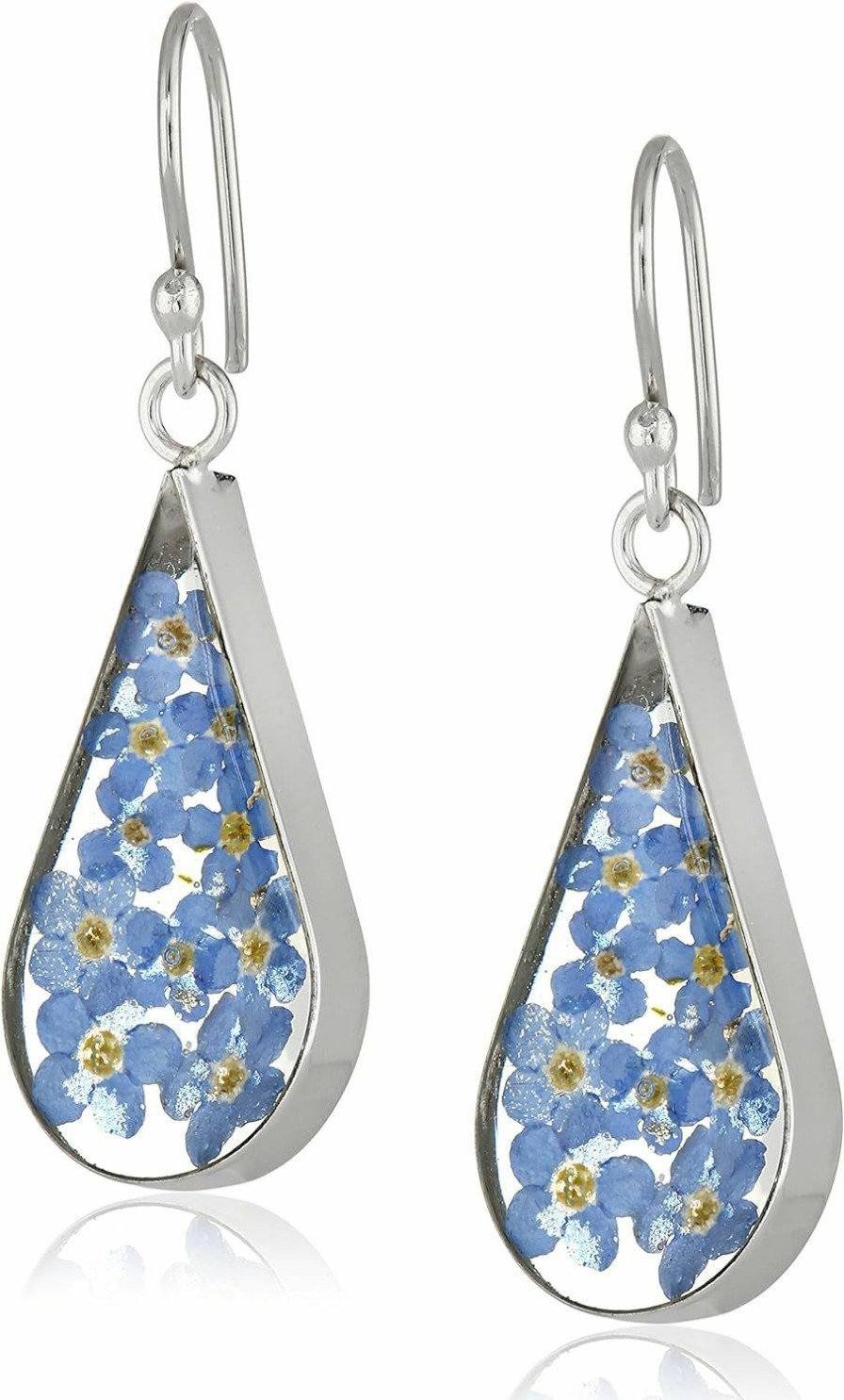 Amazon Collection Amazon Essentials Sterling Silver Pressed Flower Teardrop Earrings (Previously Amazon Collection) | Earrings