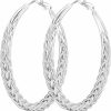 Senteria Senteria Silver Hoop Earrings For Women Hypoallergenic 925 Sterling Silver Post Hoop Earrings Lightweight Large Silver Hoop Earrings Thick Twisted Silver Hoop Earrings 30/40/50Mm | Earrings