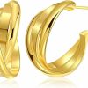 Wonlte Wonlte Chunky Gold Hoop Earrings For Women, 14K Gold Plated Hoop Earrings Lightweight Stainless Steel Hollow Open Hoops Hypoallergenic Earrings Fashion Jewelry For Teen Girls… | Earrings