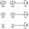 Sllaiss Sllaiss 3 Pairs Ball Stud Earrings Screw Back 925 Sterling Silver Cartilage Earrings Stud 14K Gold Plated Tiny Screwback Earrings For Women 2Mm-4Mm | Earrings