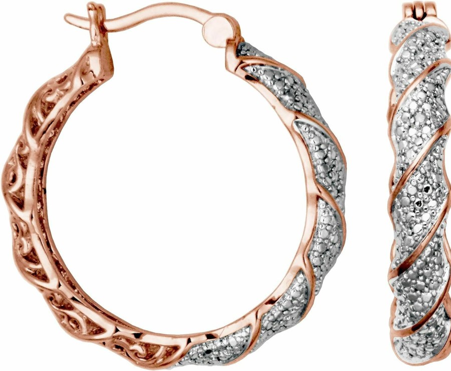 Amazon Essentials Amazon Essentials Plated Bronze Diamond Accent Twisted Hoop Earrings (Previously Amazon Collection) | Earrings