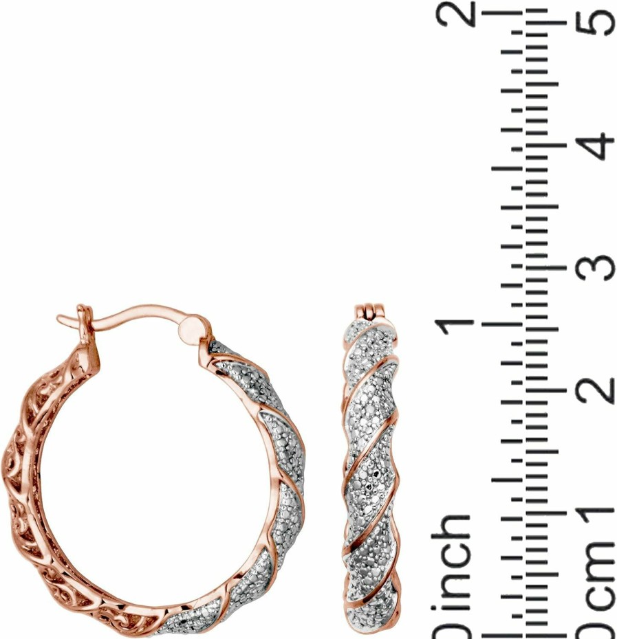 Amazon Essentials Amazon Essentials Plated Bronze Diamond Accent Twisted Hoop Earrings (Previously Amazon Collection) | Earrings