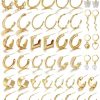 IFKM Ifkm 24 Pairs Gold Hoop Earrings Set For Women Girls Hypoallergenic Chunky Chain Twisted Open Hoops Dangle Earring Packs For Birthday Party Christmas Fashion Jewelry Gift | Earrings