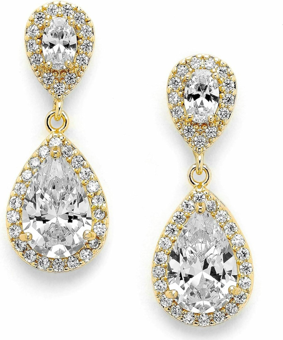 Mariell Mariell Cubic Zirconia Crystal Teardrop Dangle Bridal And Wedding Earrings, Cz Jewelry For Brides, Bridesmaids, Homecoming, Prom And Dressy Everyday Wear | Earrings