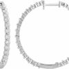 La4ve Diamonds La4Ve Diamonds 1.00 Carat Miracle-Plated Inside-Out Natural Diamond Hinge-Back Round Hoop Earrings (J-K, I3) In Sterling Silver | Fine Jewelry For Women Girls| Gift Box Included | Earrings