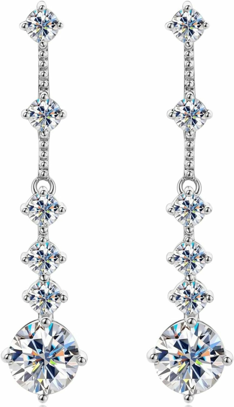 AINUOSHI Moissanite Dangle Earrings For Women, 925 Sterling Silver Moissanite Diamond Short Long Drop Earrings 1-3Ct D-E Color Vvs1, White Gold Plated Wedding Earrings For Brides Bridesmaid Jewelry Gifts | Earrings