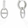 OZEL JEWELRY & GIFT Ozel Cz Chain Link Dangle Earrings For Women With Cubic Zirconia Stones 14K Yellow Gold Or White Gold Plated Square Oval Round U Shape (Made In Korea) | Earrings