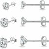 MASOP VOGU Masop Vogu 3-5Mm Sterling Silver Stud Earrings Set 14K White Gold Plated Hypoallergenic Tiny Round Cut Cz Cubic Zirconia Simulated Diamond Cartilage Studs For Girls Women Men | Earrings