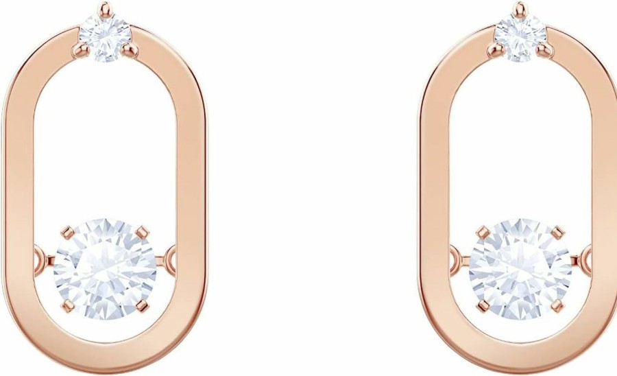 SWAROVSKI Swarovski Pierced Earrings With Floating Round Crystals On A Rose-Gold Tone Finish Setting With A Cage Design, Part Of The Swarovski Sparkling Dance Collection | Earrings