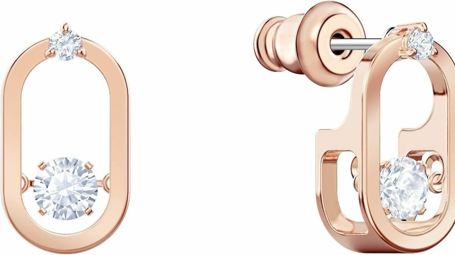 SWAROVSKI Swarovski Pierced Earrings With Floating Round Crystals On A Rose-Gold Tone Finish Setting With A Cage Design, Part Of The Swarovski Sparkling Dance Collection | Earrings