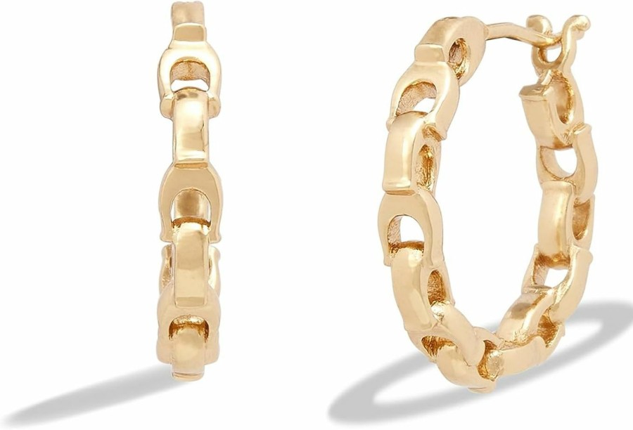 Amazon Coach Women'S Signature Chain Hoop Earrings | Earrings