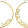 Sorority Shop Sorority Shop Delta Sigma Theta- Hoop 18K Gold Plated Dainty Earrings For Women - Delta Sigma Theta Jewelry With Ideal 2\" Diameter Hoops - Delta Sigma Theta Gifts | Earrings