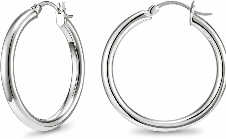 SWEETV Sweetv 925 Sterling Silver Hoop Earrings-Chunky Huggie Earrings For Women, Diameter 25/30/40/50Mm | Earrings