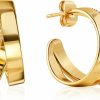 Barzel Barzel 18K Gold Plated Half Hoop Cubic Zirconia Earrings For Women - Made In Brazil | Earrings